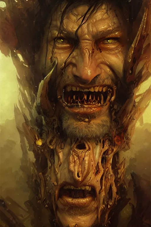 Image similar to rune lich, extreme close up, extremely detailed, horrific face, portrait dnd, painting by gaston bussiere, craig mullins, greg rutkowski, yoji shinkawa