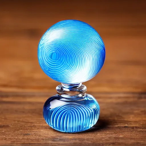 Image similar to perfume bottle centered in cool blue ripples in water