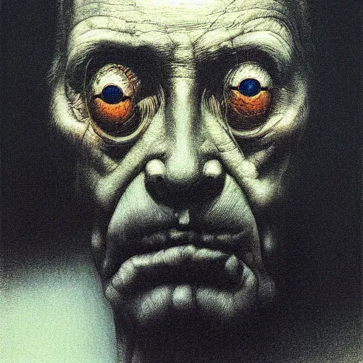 Prompt: realistic portrait of Satoshi Nakamoto by Beksinski