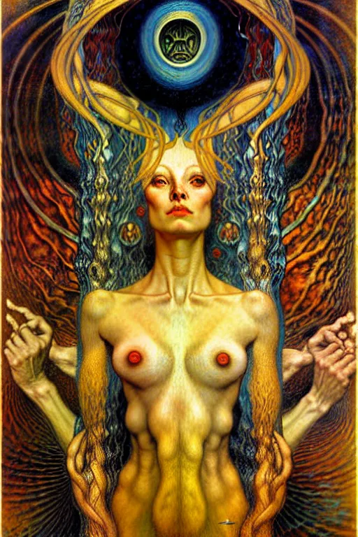 Image similar to Divine Chaos Engine by Karol Bak, Jean Delville, William Blake, Gustav Klimt, and Vincent Van Gogh, symbolist, visionary