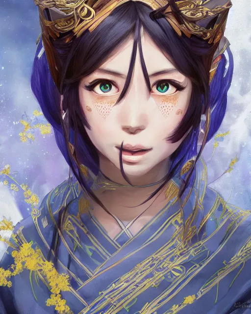 Image similar to A full-body anime portrait of Ssunbiki as a beautiful woman wearing a kimono from Skyrim, by Stanley Artgerm Lau, WLOP, Rossdraws, James Jean, Andrei Riabovitchevy, Marc Simonetti, and Sakimichan, trending on artstation