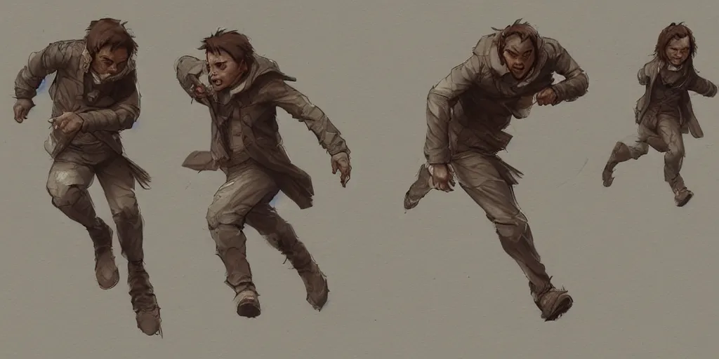 Prompt: cartoonish little leonardo di caprio running, character sheet, fine details, concept design, contrast, kim jung gi, greg rutkowski, trending on artstation, 8 k, full body, turnaround, front view, back view, ultra wide angle