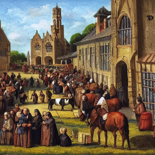 Image similar to a medieval horse market