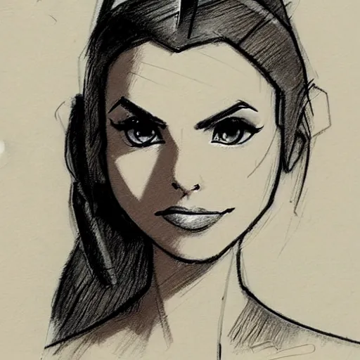 Image similar to milt kahl sketch of victoria justice as princess padme from star wars episode 3