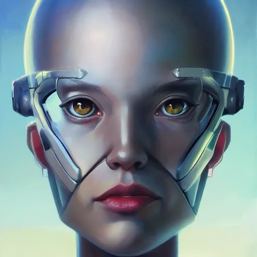 Image similar to A potrait of a cyborg alien with big and cute eyes, fine-face, realistic shaded perfect face, fine details. Night setting. Realistic shaded lighting poster by Ilya Kuvshinov katsuhiro, magali villeneuve, artgerm, Jeremy Lipkin and Michael Garmash, Rob Rey and Kentarõ Miura style, trending on art station