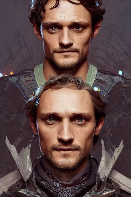 Prompt: symmetry!! portrait of hugh dancy in the style of horizon zero dawn, machine face, intricate, elegant, highly detailed, digital painting, artstation, concept art, smooth, sharp focus, illustration, art by artgerm and greg rutkowski and alphonse mucha, 8 k