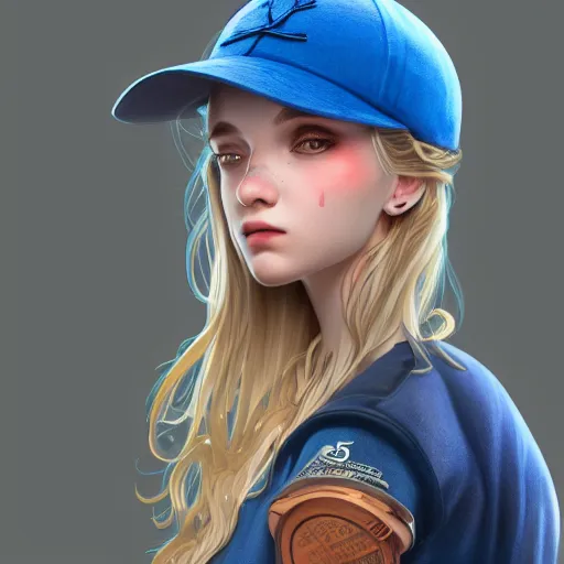 Prompt: a blue baseball cap, artstation, Fashion, Grim fantasy,emotional, EOS R5, f/2.5 , illustration , concept art, award winning photograph, 8k, Alphonse Mucha style, No Background