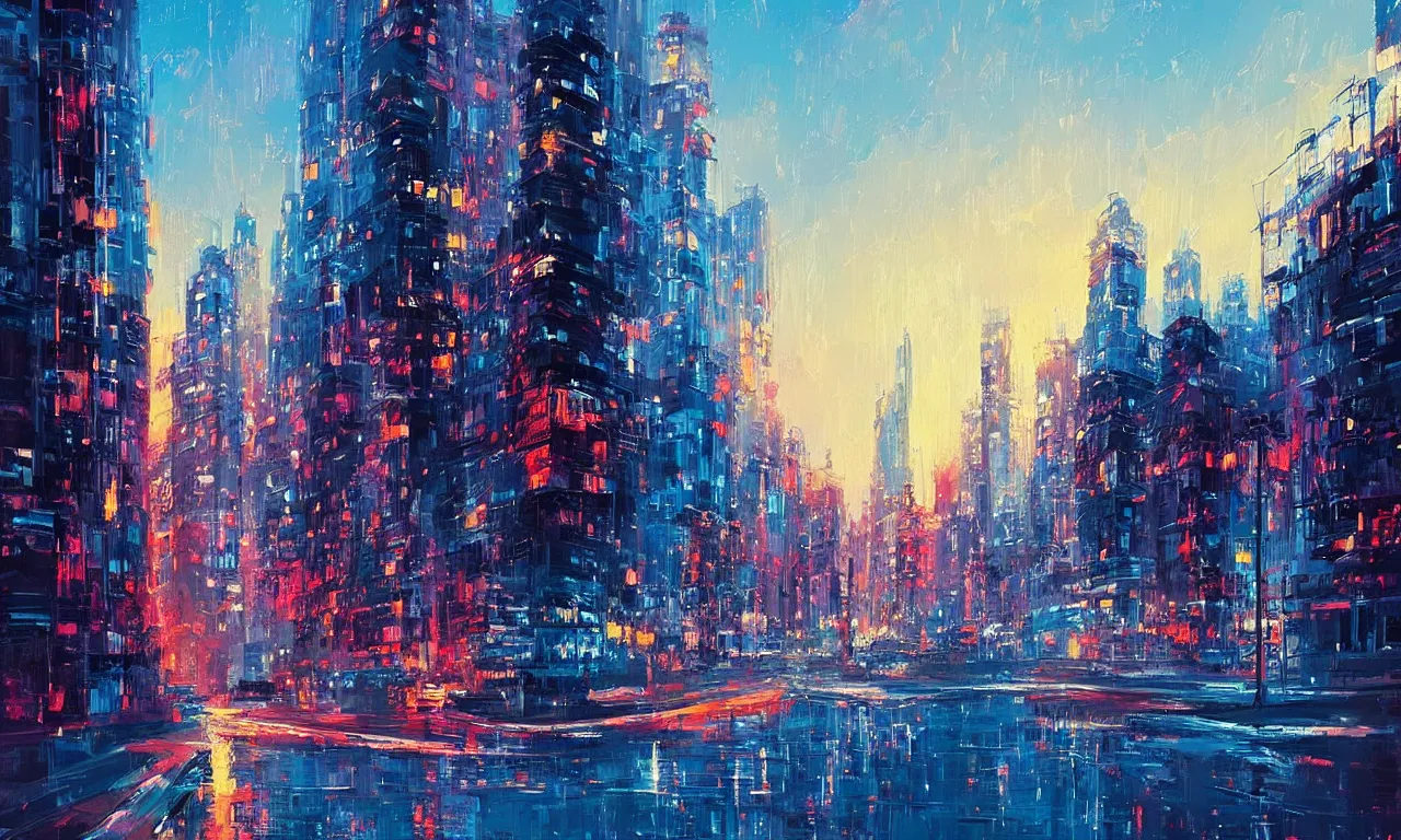 Image similar to Beautiful Cityscape in the style of Alena Aenami