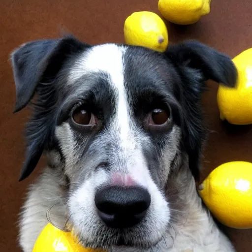 Prompt: a dog that is a lemon