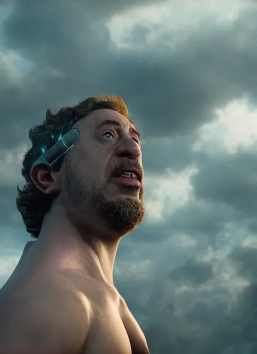 Prompt: a still of sam hyde as thanos in avengers endgame emerging a portal, octane render, rule of thirds, sigma look, beautiful