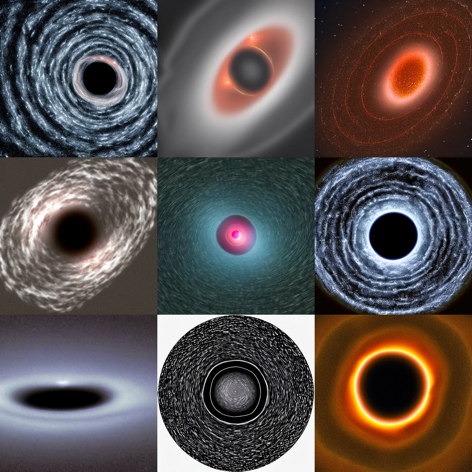 Prompt: the interior surface of a black hole