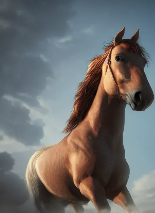 Image similar to horse on man, volumetric lighting, beautiful, golden hour, sharp focus, ultra detailed, cgsociety by leesha hannigan, ross tran, thierry doizon, kai carpenter, ignacio fernandez rios, noir photorealism, film