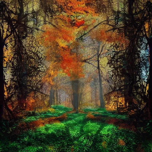 Image similar to Beautiful forest in the style of Victor Zaretsky