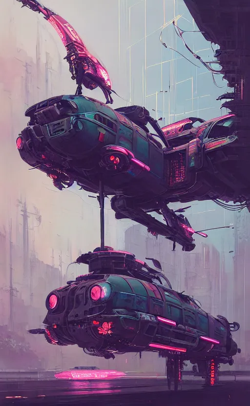 Image similar to detailed aptera vehicle, neon operator, cyberpunk futuristic neon, decorated with traditional japanese ornaments by ismail inceoglu dragan bibin hans thoma greg rutkowski alexandros pyromallis nekro rene maritte illustrated, perfect, fine details, realistic shaded