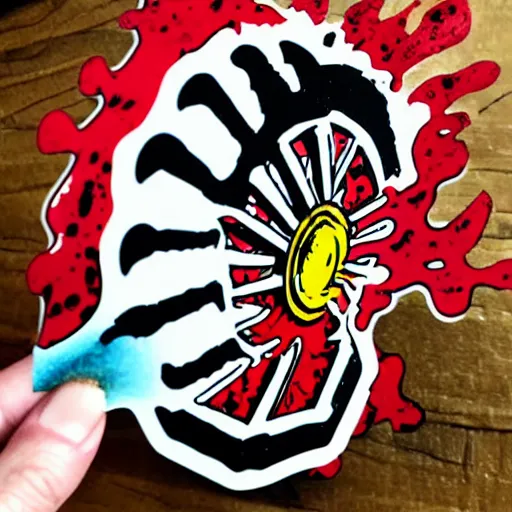 Prompt: die cut sticker, gatling attack by luffy, splatter paint