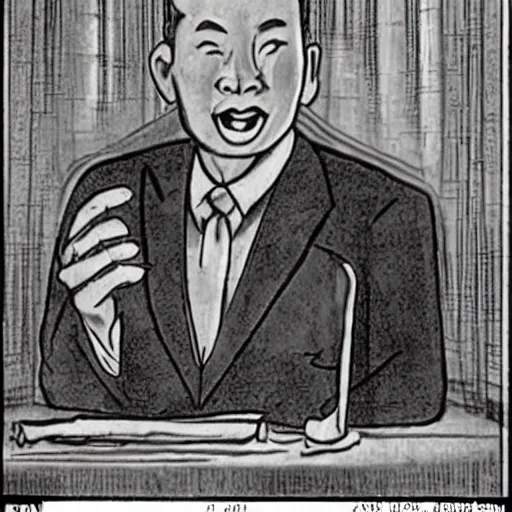 Image similar to A 1930s cartoon of Lee Kuan Yew