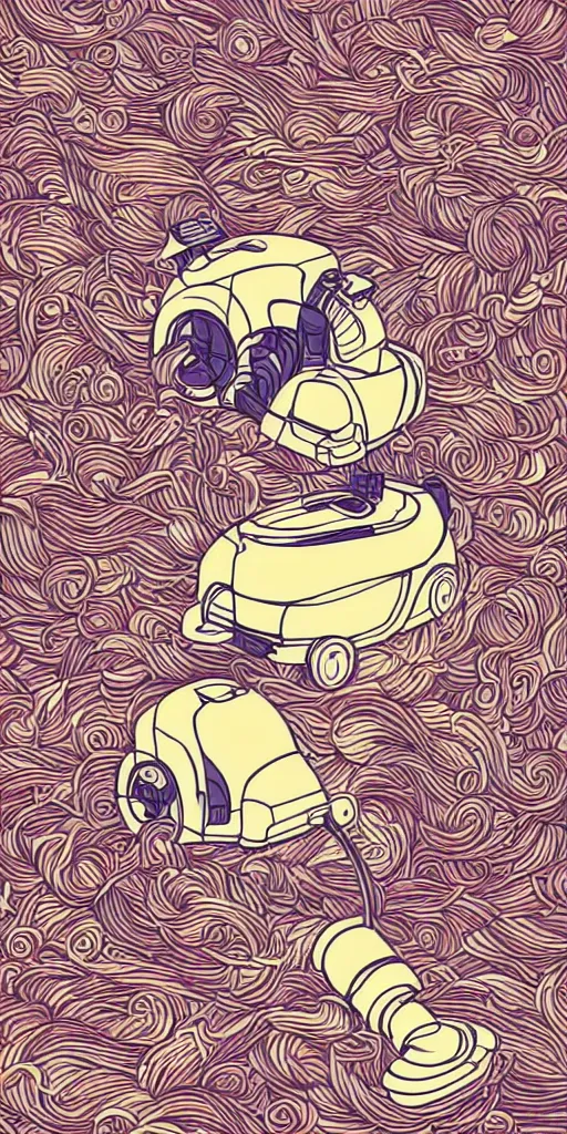 Image similar to a Kirby vacuum cleaner in the style of Audrey kawasaki