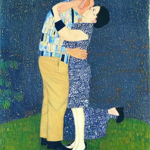 Prompt: Joe Biden kissing Barack Obama in the style of Gustav Klimt