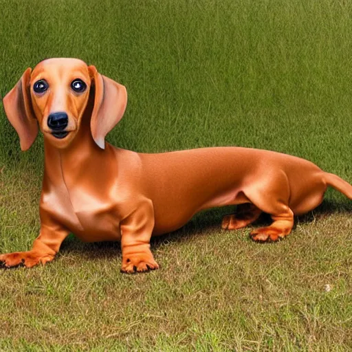 Prompt: realistic photo of a 1000 foot long dachshund dog