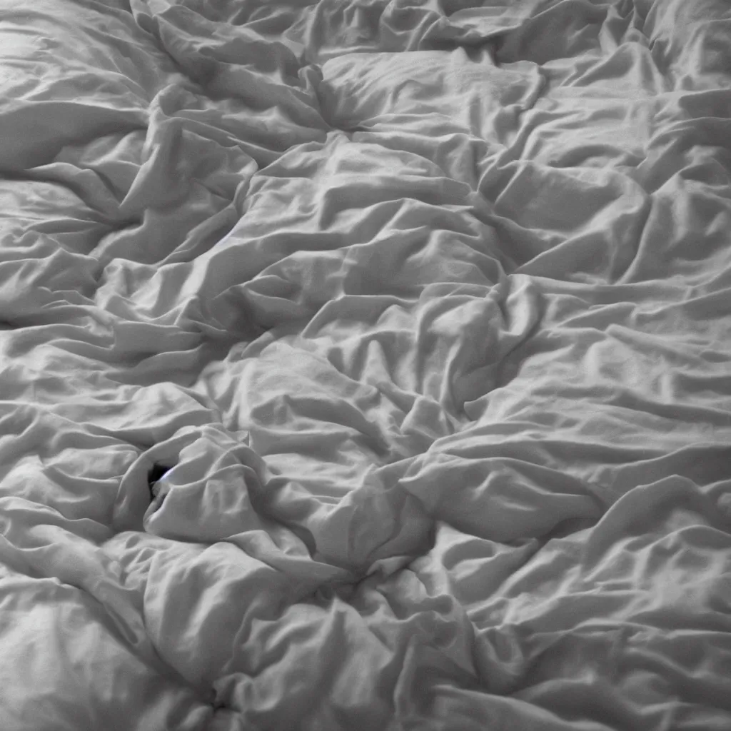 Image similar to close - up on the air - conditioning with water running on the white sheets of a girl's bed, hand of a teenager girl, ablurred, depth of field, unframed, by gerhard richter and nadav kander, 8 k hyper realistic detailed cinematic still