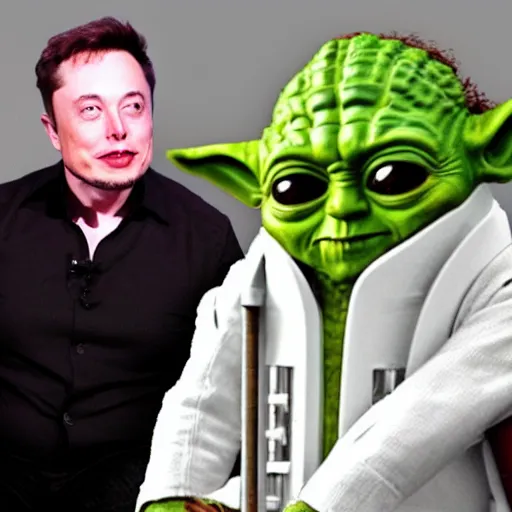 Prompt: elon musk sitting on toilet, but elon musk is yoda seat