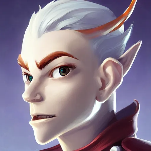 Image similar to face icon stylized minimalist, handsome snow elf with albino skin, ornate silver armour, androgynous, frosty demeanor, loftis, cory behance hd by jesper ejsing, by rhads, makoto shinkai and lois van baarle, ilya kuvshinov, rossdraws global illumination