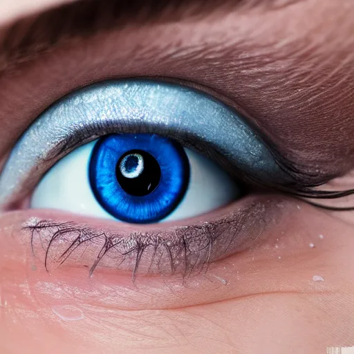 Prompt: a blue eye, realistic, award winning, detailed, 8k, HD, hyper realistic, octane render, close up, cycles render,