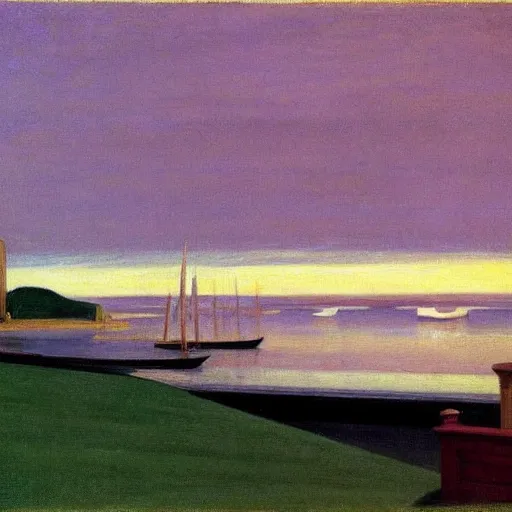 Prompt: the bay by Edward hopper