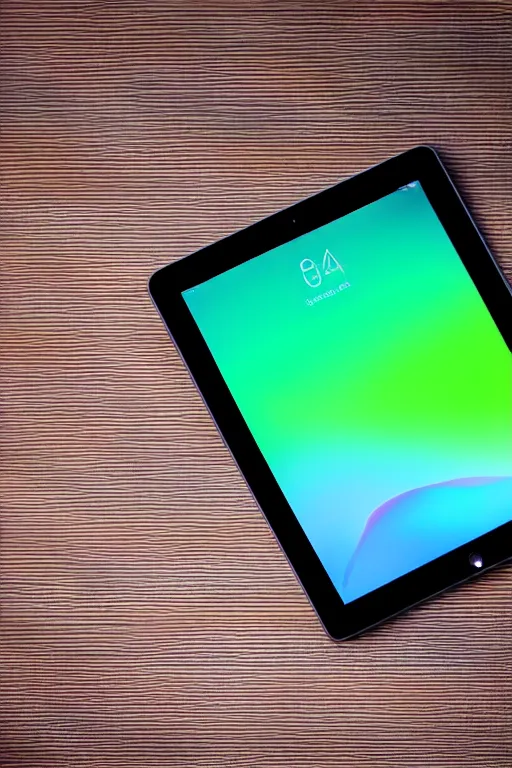 Prompt: an iPad with colors coming out of the screen