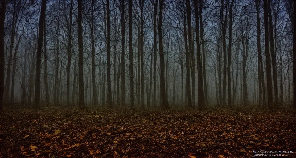 Image similar to photo taken in the middle of a spooky forest at night