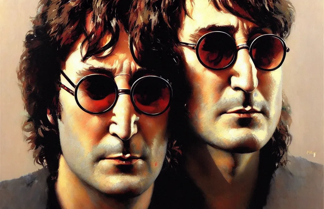 Prompt: portrait of john lennon!!!!!!!!!!!!!!!!!!!!!!!!!!!, detailed face, detailed painting,, epic lighting, by ilya repin, phil hale and kent williams