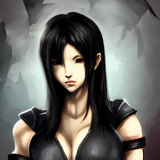 Image similar to fantasy art of tifa lionheart in style of fabio danielato