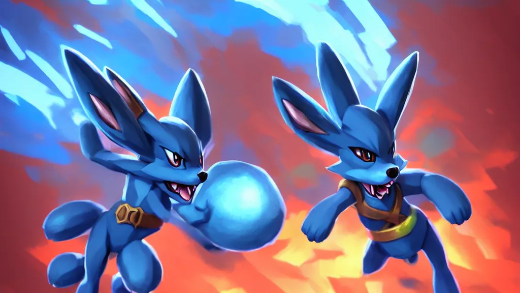 lucario, pokemon, smash bros, sharp, rendered in, Stable Diffusion