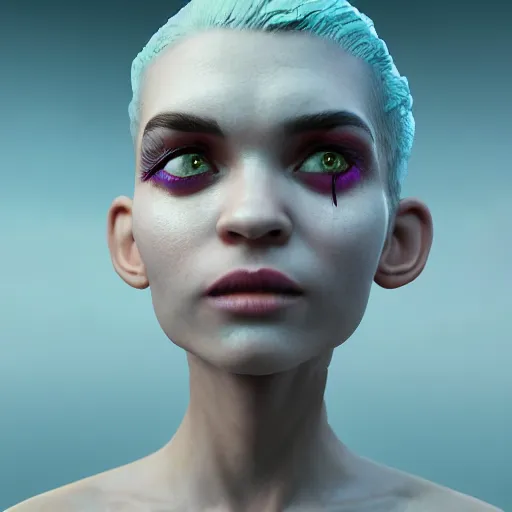 Image similar to grimes 3 d render, octane render, zbrush, photorealistic, volumetric neon lighting, gleaming, 3 5 mm photography, trending on artstation, 4 k, 8 k, mannerism