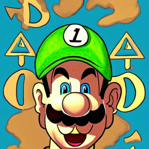 Image similar to Mario bros Luigi playing a ouija board, illustration, exquisite quality, artgram,