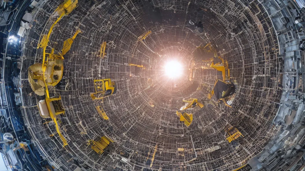 Prompt: Planets in solar system being build by construction workers. Wide angle. 4k, shot in space.