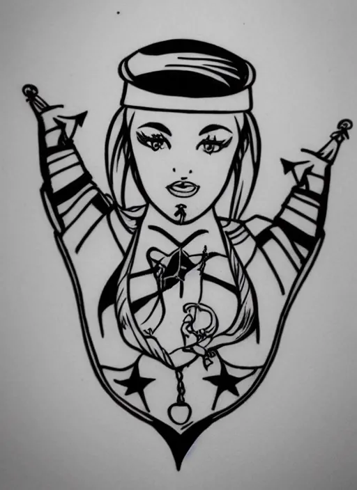 Image similar to sailor tattoo drawings on white background