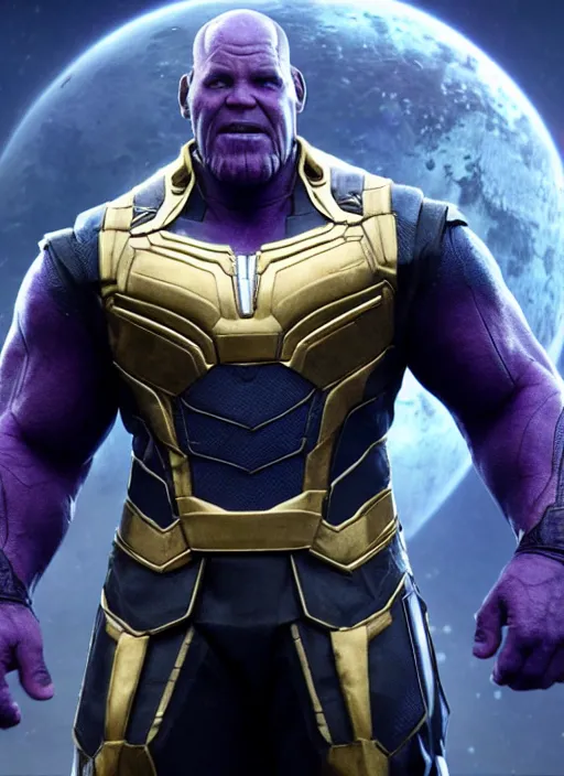 Prompt: film still of Will Smith as Thanos in Avengers Endgame, 4k
