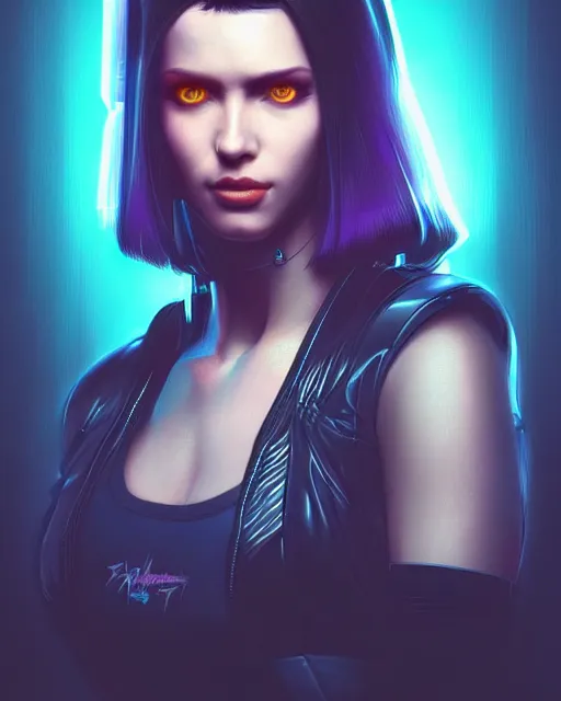 Prompt: portrait of a woman, cyberpunk, face, realistic, cute, fine details, Blade Runner, Cyberpunk 2077, vaporwave, shaded lighting, by artgerm and Villeneuve, artstation, deviantart
