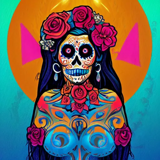 Image similar to los muertos moana, art by michael miller