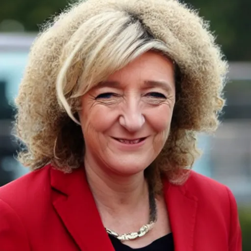 Prompt: marine lepen with afro hair