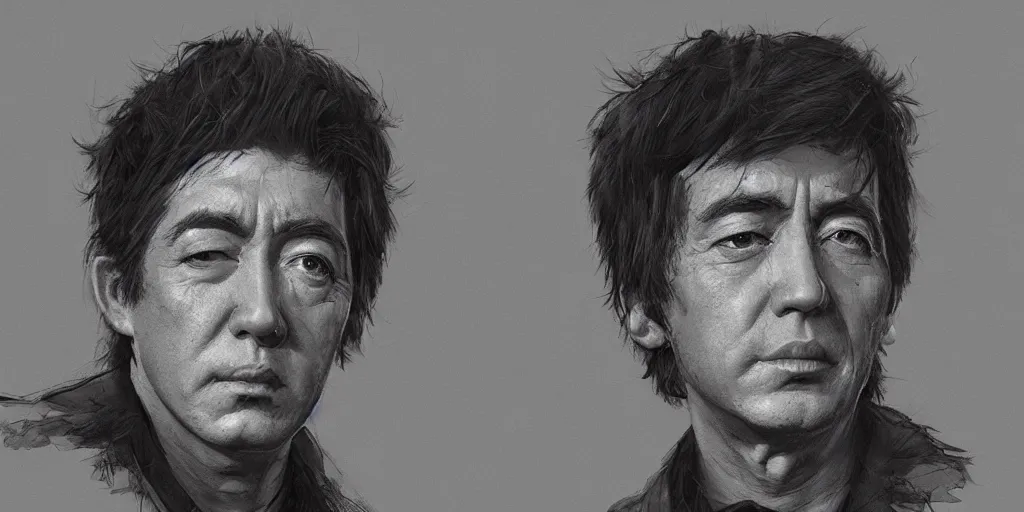 Prompt: Paul Mc Cartney portrait, kim jung gi style, Greg Rutkowski, Zabrocki, Karlkka, Jayison Devadas, Phuoc Quan, trending on Artstation, 8K, ultra wide angle, zenith view, pincushion lens effect