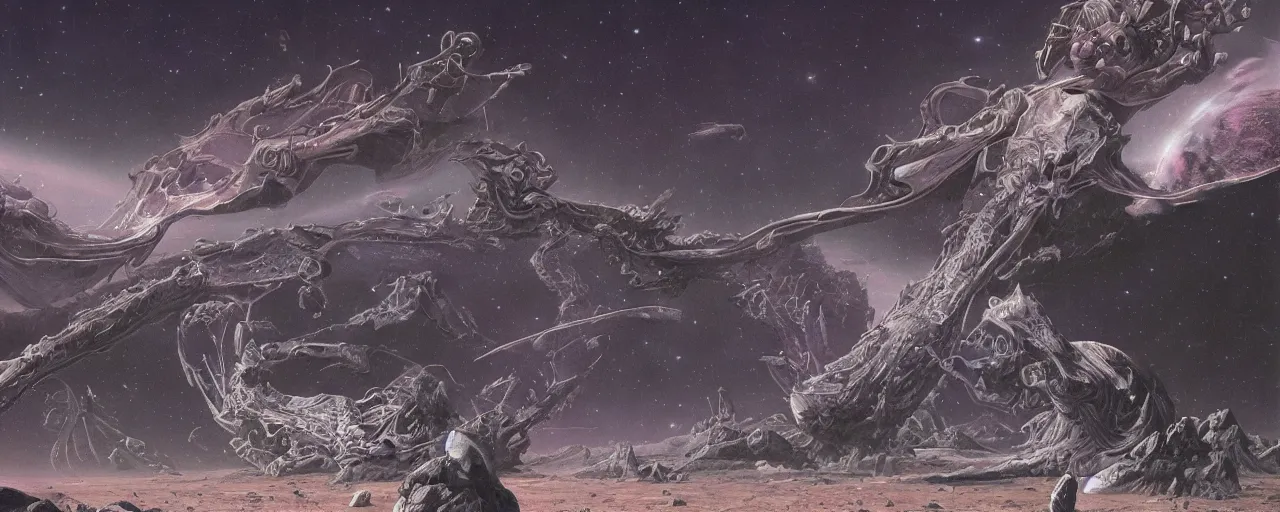 Image similar to space panorama by wayne barlowe