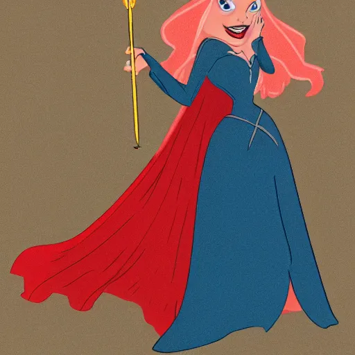 Prompt: a red witch in disney style