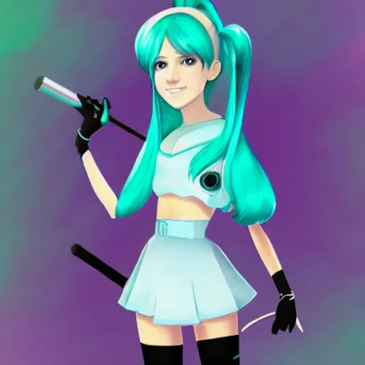 Image similar to anna kendrick as hatsune miku, artstation