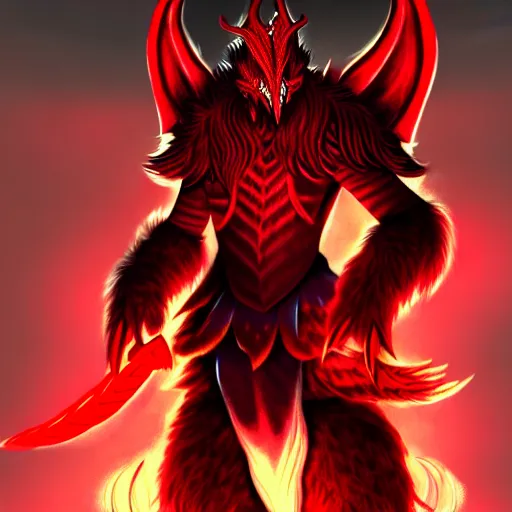 Image similar to a dragonborn with red scales, large red wings on his back, and a red tail with futuristic clothes, trending on art station