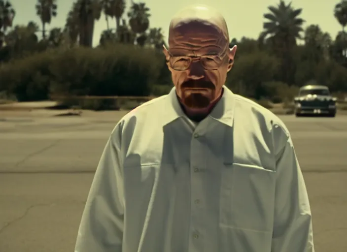 Image similar to film still of walter white as a rapper in straight outta compton movie 2 0 1 5, cinematic, movie frame, rule of thirds, 8 k