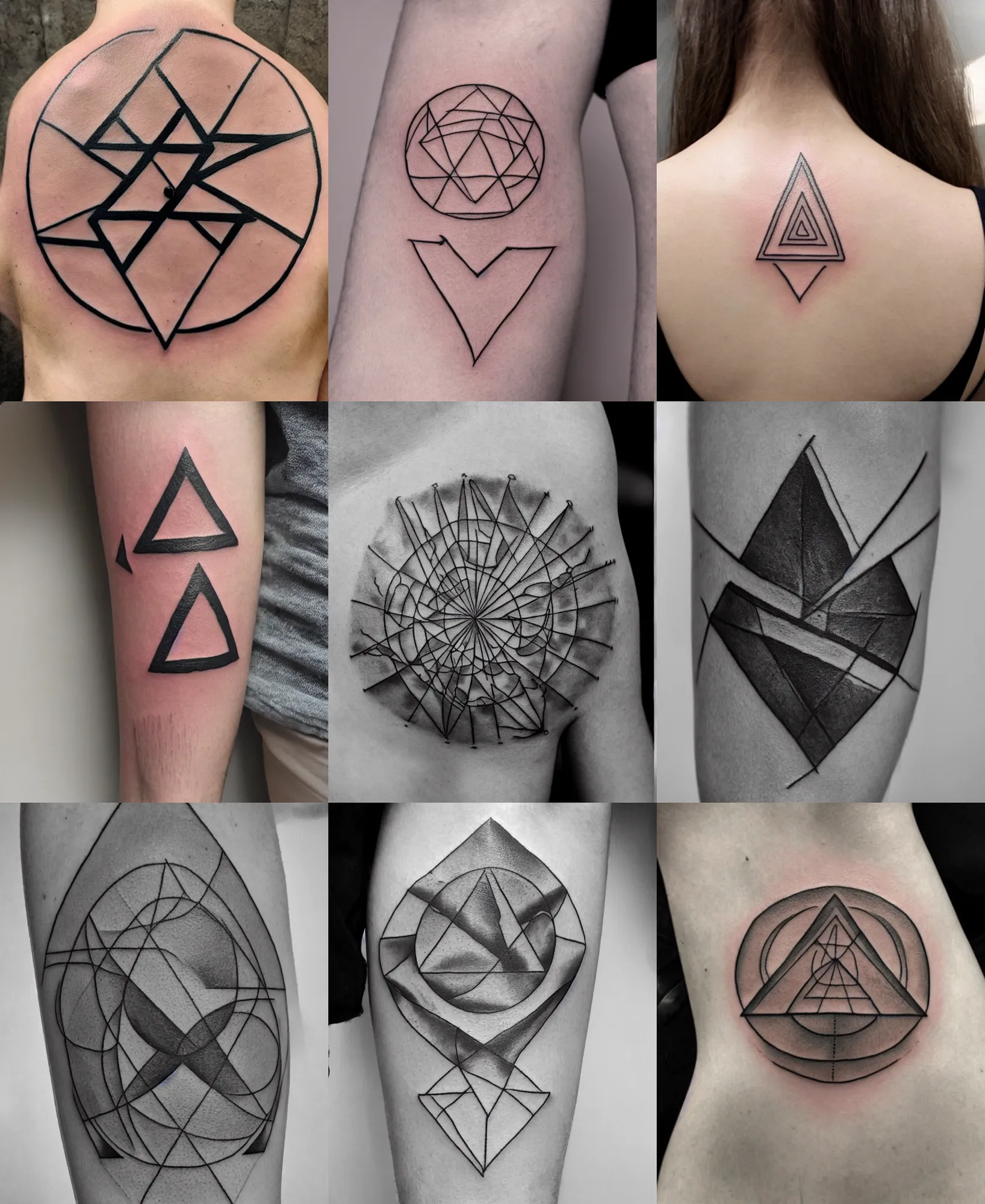 Prompt: triangle inside a circle tattoo, symmetrical