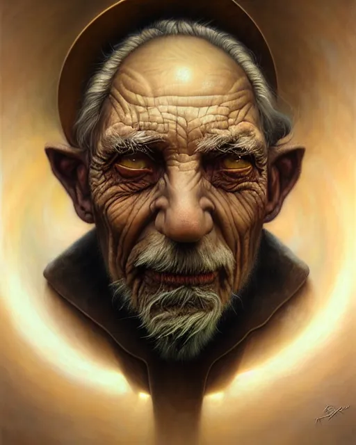 Prompt: a detailed portrait of dreampunk old man by Tomasz Alen Kopera and Peter Mohrbacher