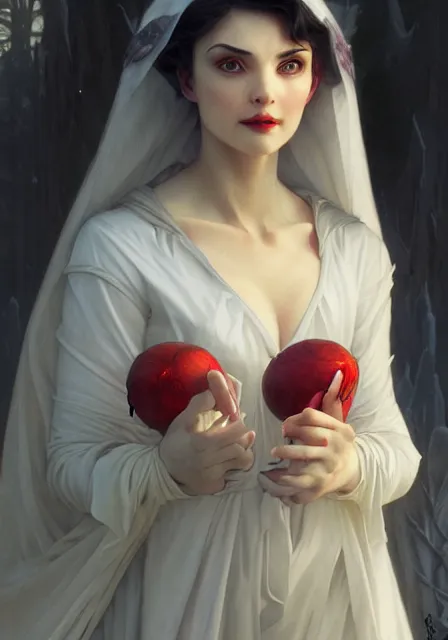 Image similar to evil demon snow white, intricate, elegant, highly detailed, digital painting, artstation, concept art, smooth, sharp focus, illustration, art by artgerm and greg rutkowski and alphonse mucha and william - adolphe bouguereau